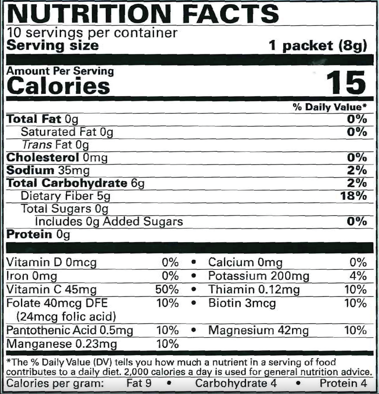 Fiber Iced Tea with Lemon Drink Mix