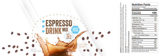 12g Protein Espresso Hot or Cold Drink - Cannister