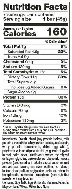 VLC Chocolate Crisp Very Low Carb Protein Bars